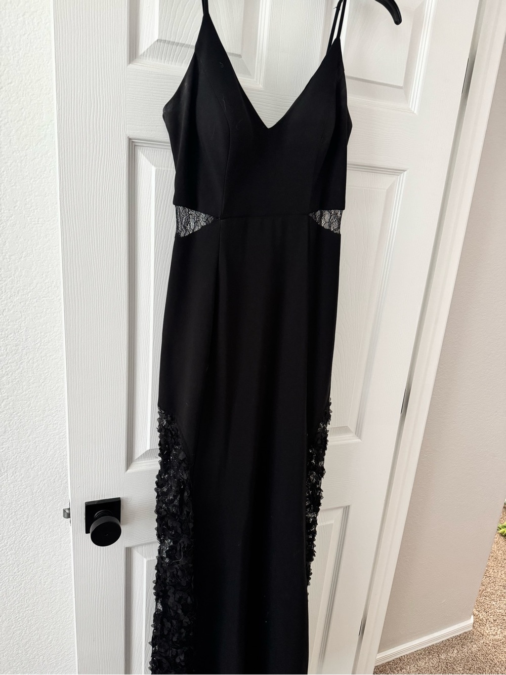 Betsy & Adam Black Lace-Panel Maxi Dress